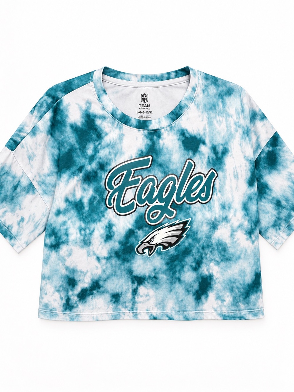 NFL Teal and White Tie-Dye Eagles Cropped Top